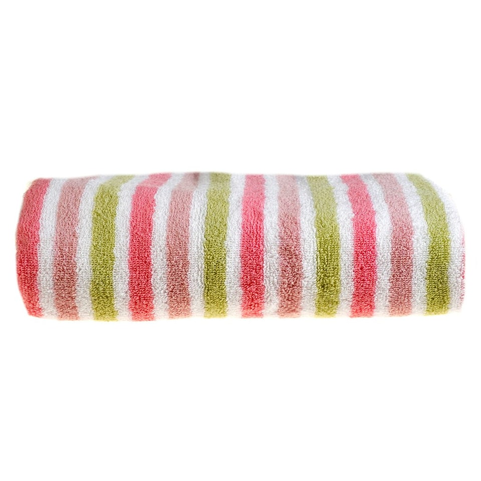 image 1 of Striped Bath Sheet - Pink/Green