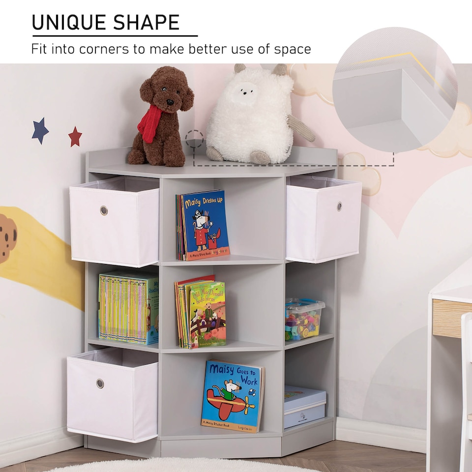 image 1 of HOMCOM Kids Storage Cabinet Corner Organizer with Anti-tipping Hardware Drawer