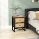 image 2 of HOMCOM Bedside Table with 2 Rattan Drawers and Steel Legs, Rustic Brown