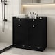 image 3 of COSTWAY Double Tilt-Out Laundry Hamper Cabinet Black