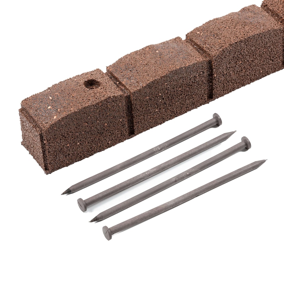 image 1 of Recycled Rubber Roman Stone Garden Border 1.2m - Brown - Pack of 18 | Brown | 18 pack