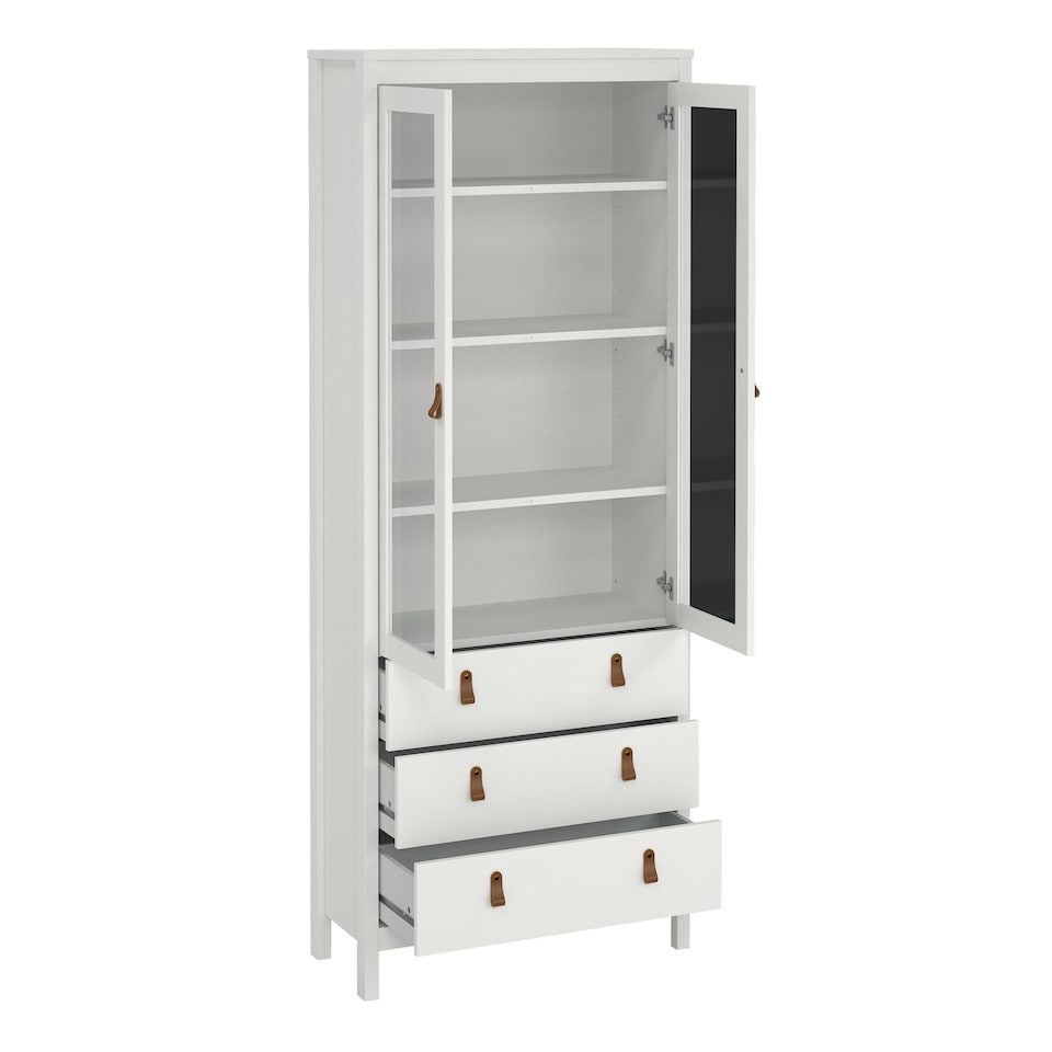 image 1 of Barcelona China Cabinet 2 Glass Doors with 3 Drawers in White