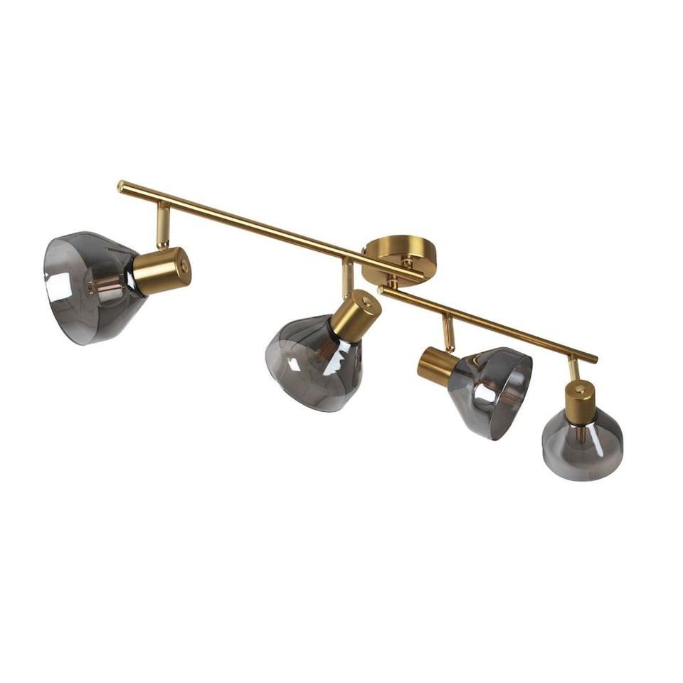 Fosco 4 Light Split Bar Brass Spot Ceiling Light