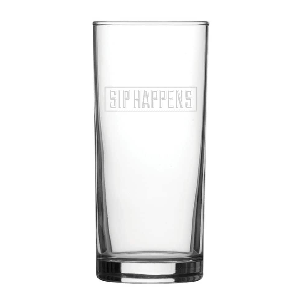 image 1 of Personalised Sip Happens Engraved Novelty Hiball Glass for Friend