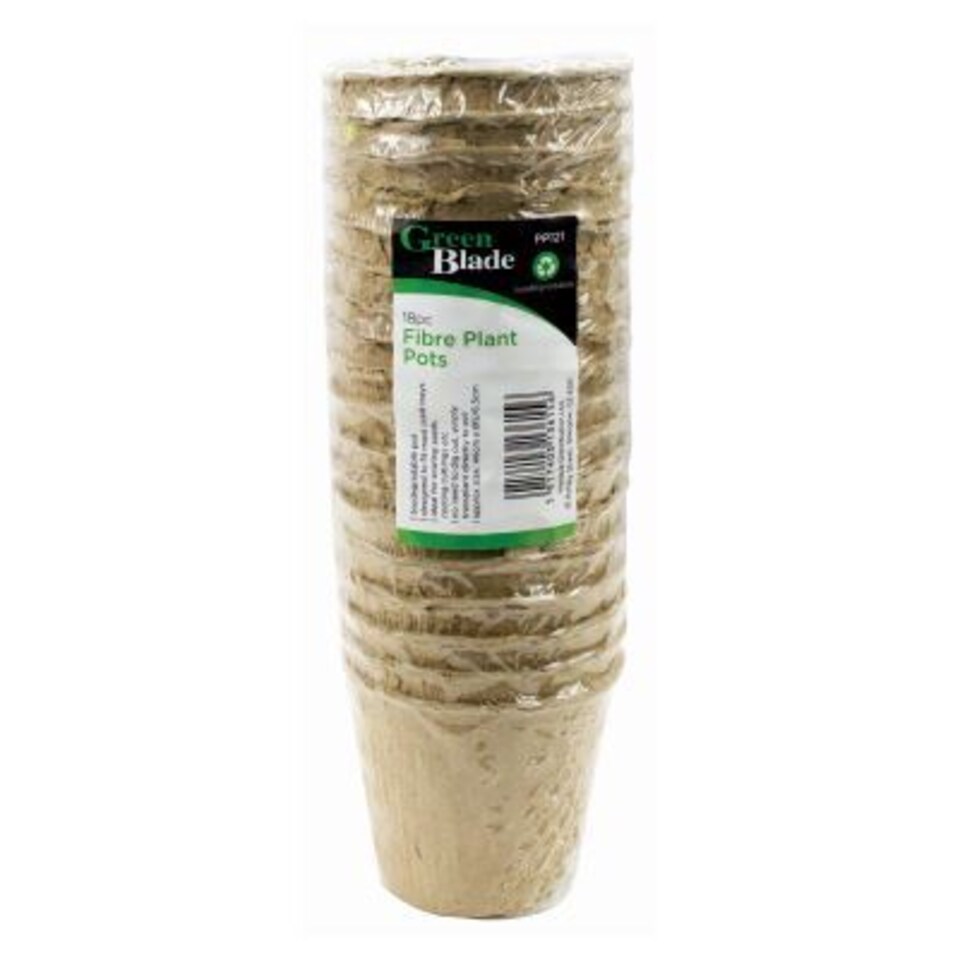 Green Blade Fibre Seed Pots - 6.5cm x 6cm - Brown - Pack of 18 | Brown | Brown