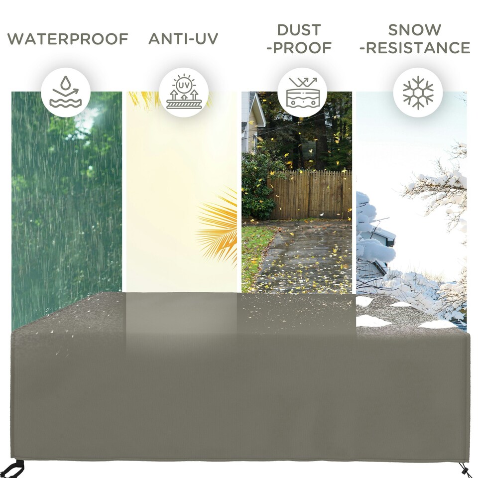 image 1 of Outsunny Large Patio Garden Furniture Set Cover, 600D Oxford, 230 x 230 x 70 cm | Grey