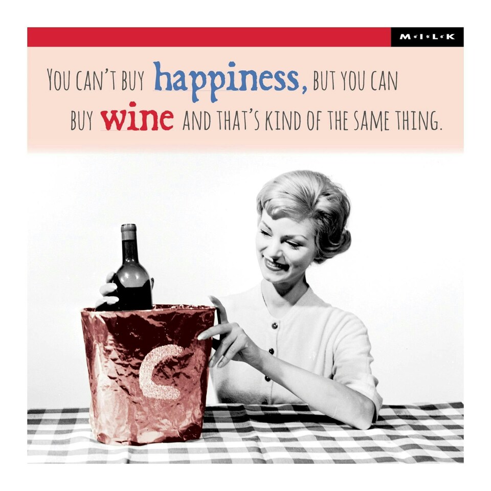 M.I.L.K Greetings Card Lady With Wine Bucket