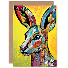 Collage Folk Pattern Kangaroo Him Her Birthday Card