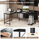 image 4 of COSTWAY L-Shaped Desk with Power Outlet Computer Desk Black