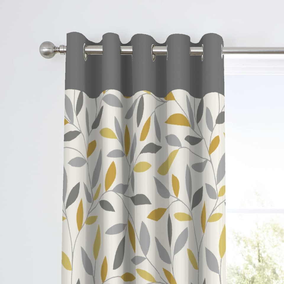image 1 of Fusion Beechwood Eyelet Curtains Ochre