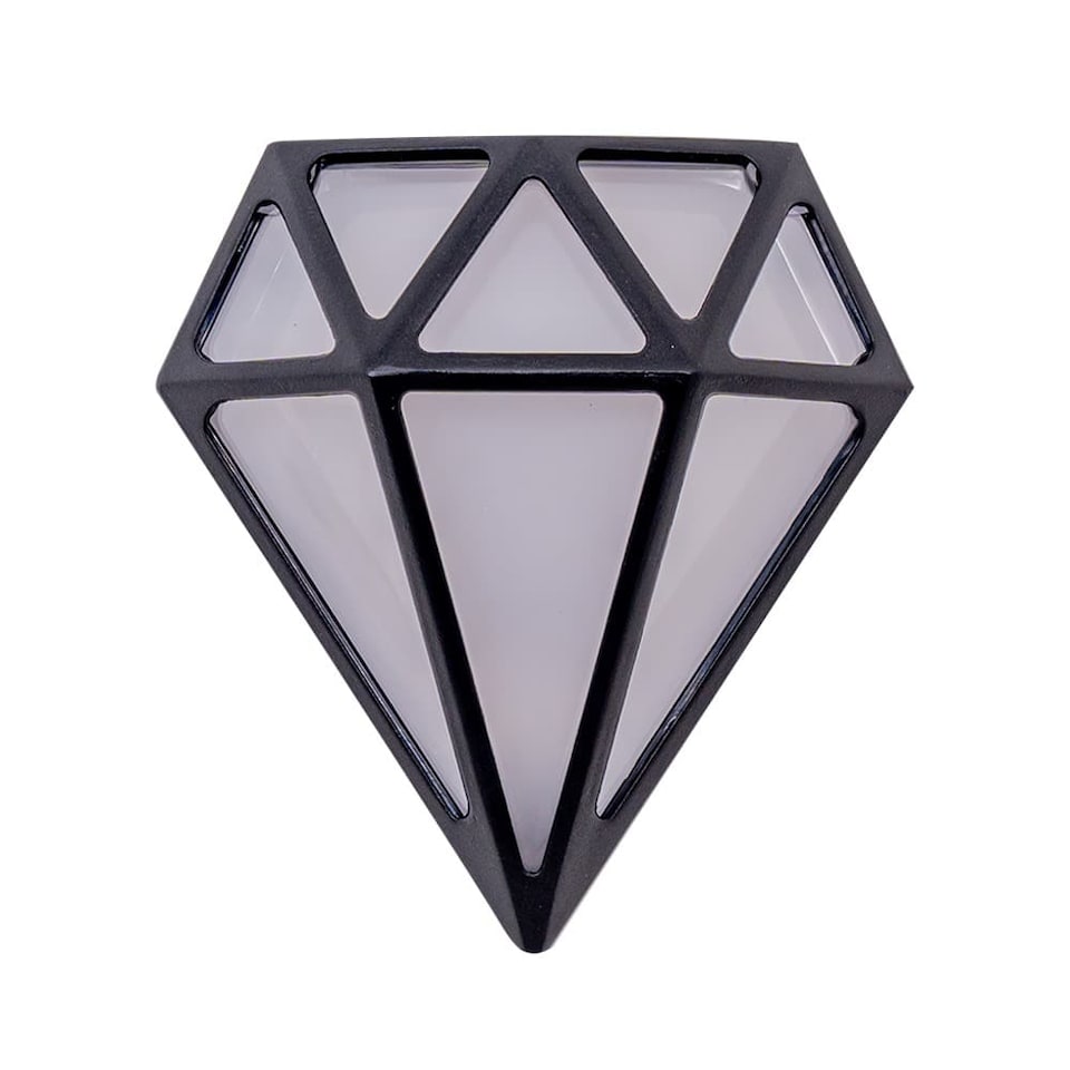 image 1 of ValueLights Diamond Matte Black IP44 Rated Bathroom Frosted Integrated LED Wall Light