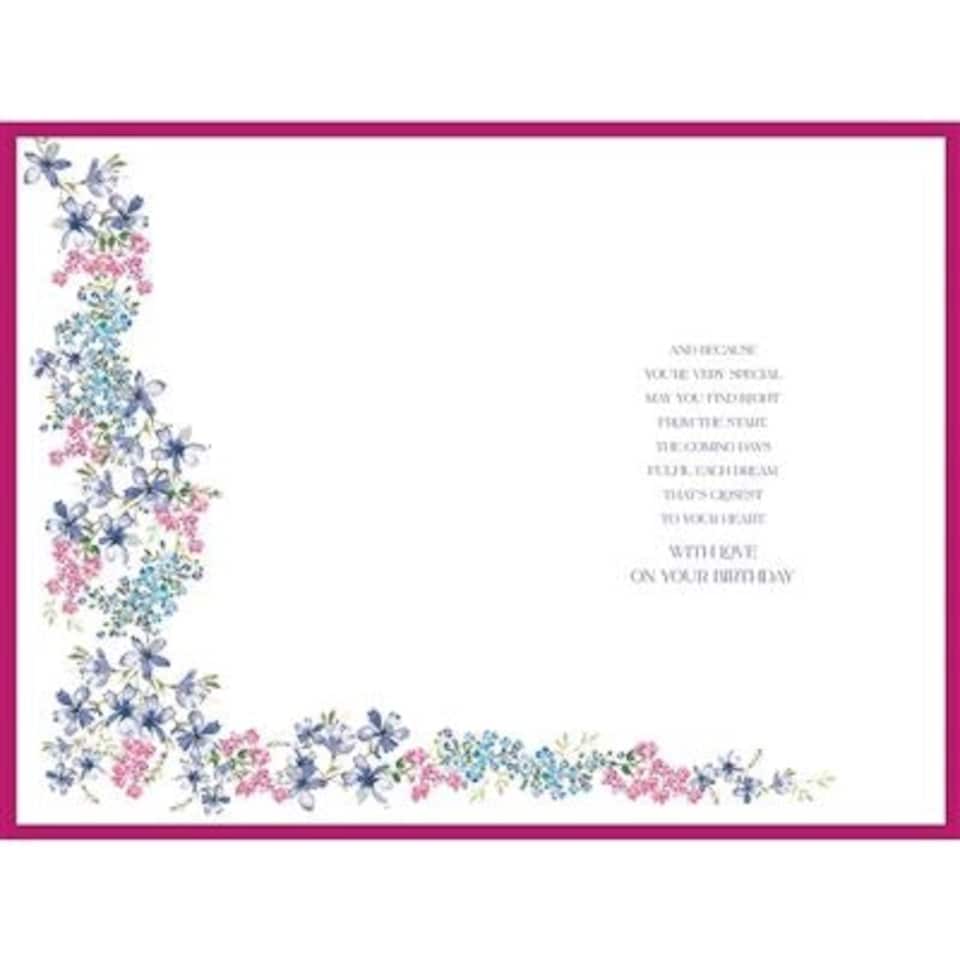 image 1 of Mum Birthday Card Purple And Pink Flowers