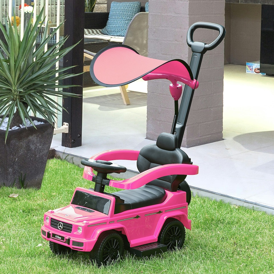 image 1 of HOMCOM Kids Ride-on Push Car 3 in 1 Benz G350 Baby Floor Slider Walker, Pink
