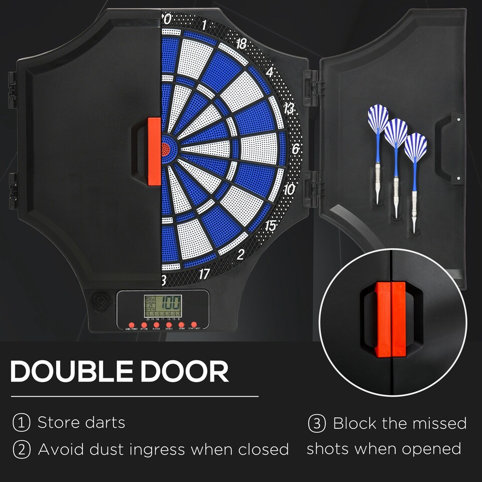 image 1 of SPORTNOW Electronic Dartboard Set with Cabinet, 31 Games, for 8 Players
