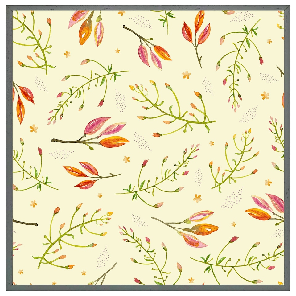 image 1 of Green branches on light background (Picture Frame) Grey | L