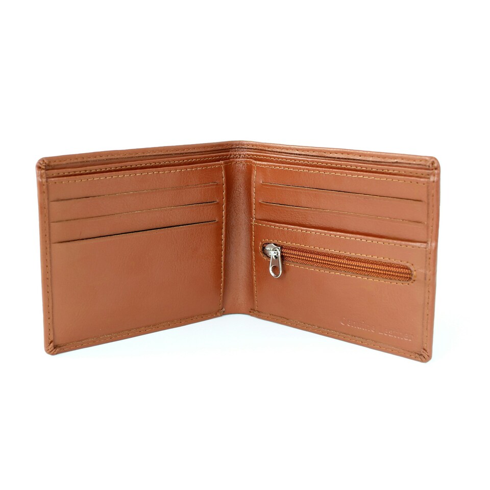 image 1 of Personalised Message Tan Leather Wallet Brown