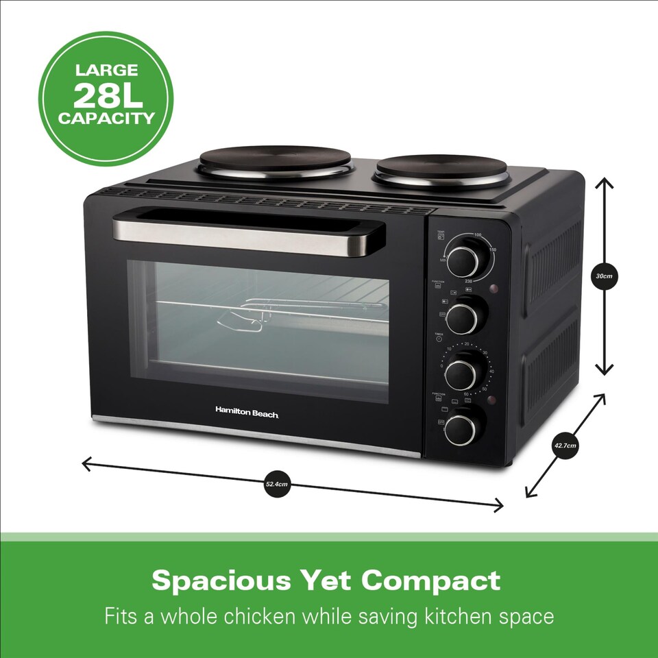 image 1 of Hamilton Beach 28L Mini Oven with Double Hotplate