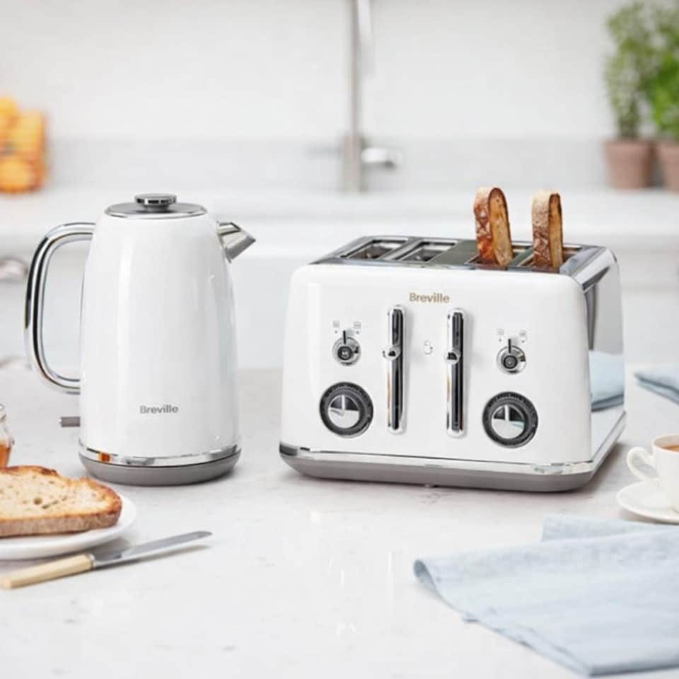 image 1 of Breville Mostra VTT937 4-Slice Toaster Stainless Steel White