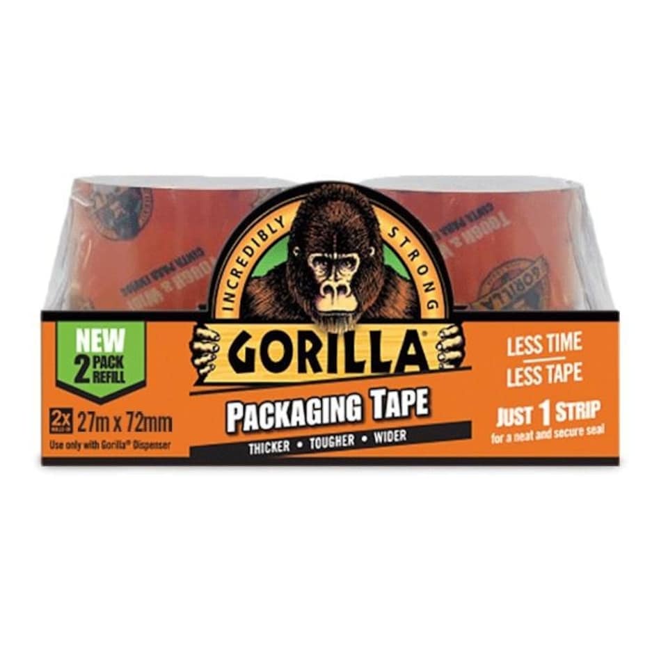 Gorilla Packaging Tape Refill 72mm x 27m 2pk - One Colour - One Size