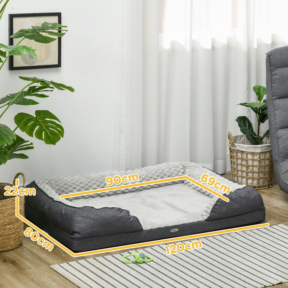 image 1 of PawHut Dog Bed Calming Pet Bed Dog Mattress for Large Dogs - Charcoal Grey