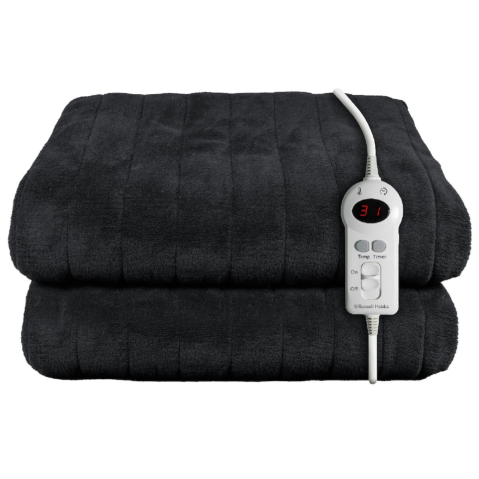 image 1 of Russell Hobbs RHHT1004BLA Electric Blanket Black Heated Throw Microfleece Black