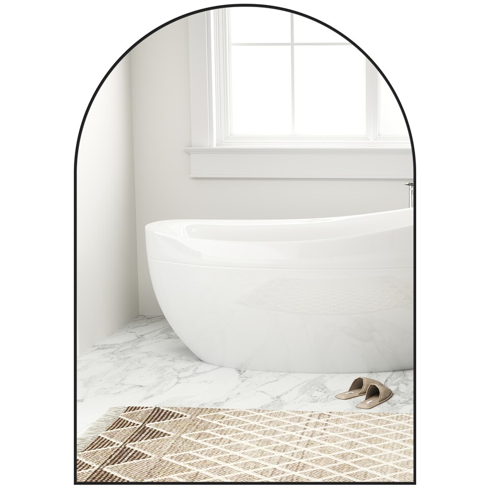 image 1 of HOMCOM Arch Bathroom Mirror, Wall Mirror with Steel Frame, 50 x 70cm, Black