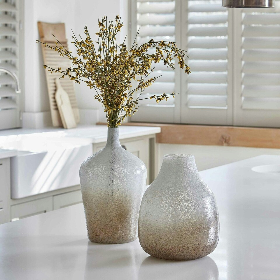 image 1 of Verre Stem Frosted Vase Blue
