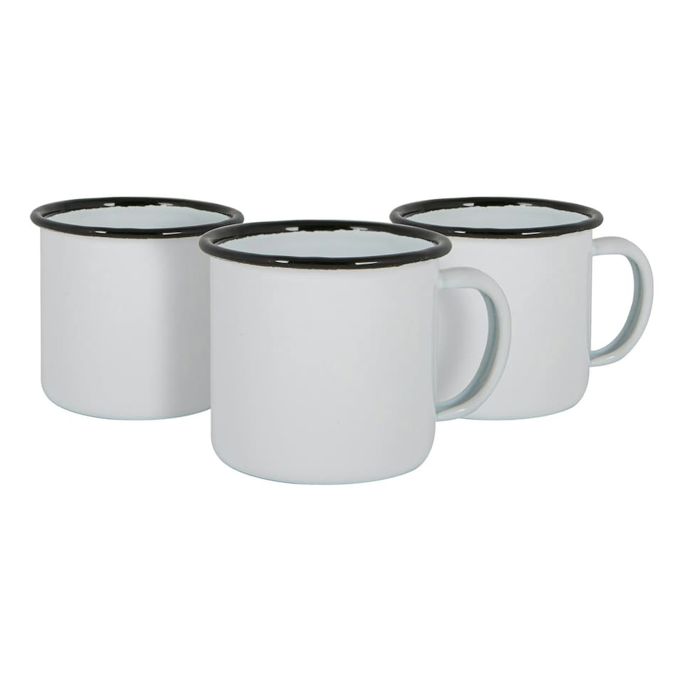 image 1 of Argon Tableware White Enamel Espresso Cups - 130ml - Black - Pack of 6 Black