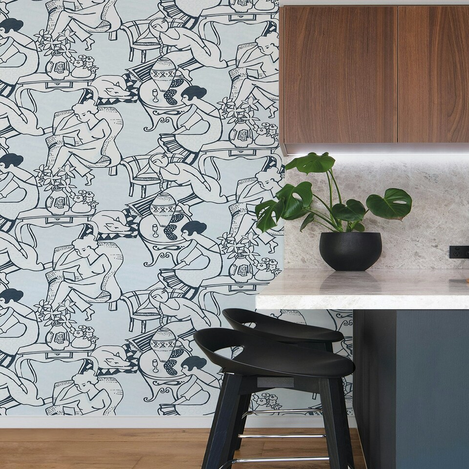image 1 of NuWallpaper NUS4547 Illustrative Leisure Ladies Novelty Peel & Stick Wallpaper, Blue Multi