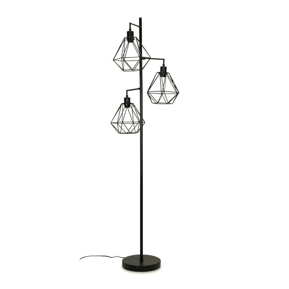 image 1 of ValueLights Balboa Black 3 Arm Floor Lamp Set of 3 Black Shade