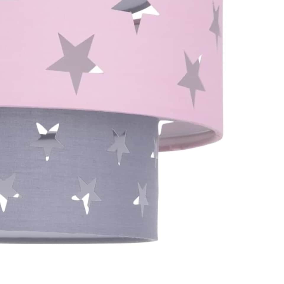 image 1 of Pink and Grey Star Two Tier Light Shade | Grey | Pink | Large | 1
