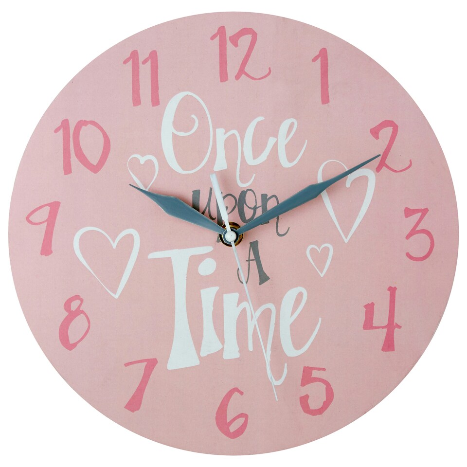 image 1 of Interiors by Premier Once Upon A Time Kids Wall Clock, Round Pink Wall Clock for Bedroom, Stylish Wall Clock for Living Room