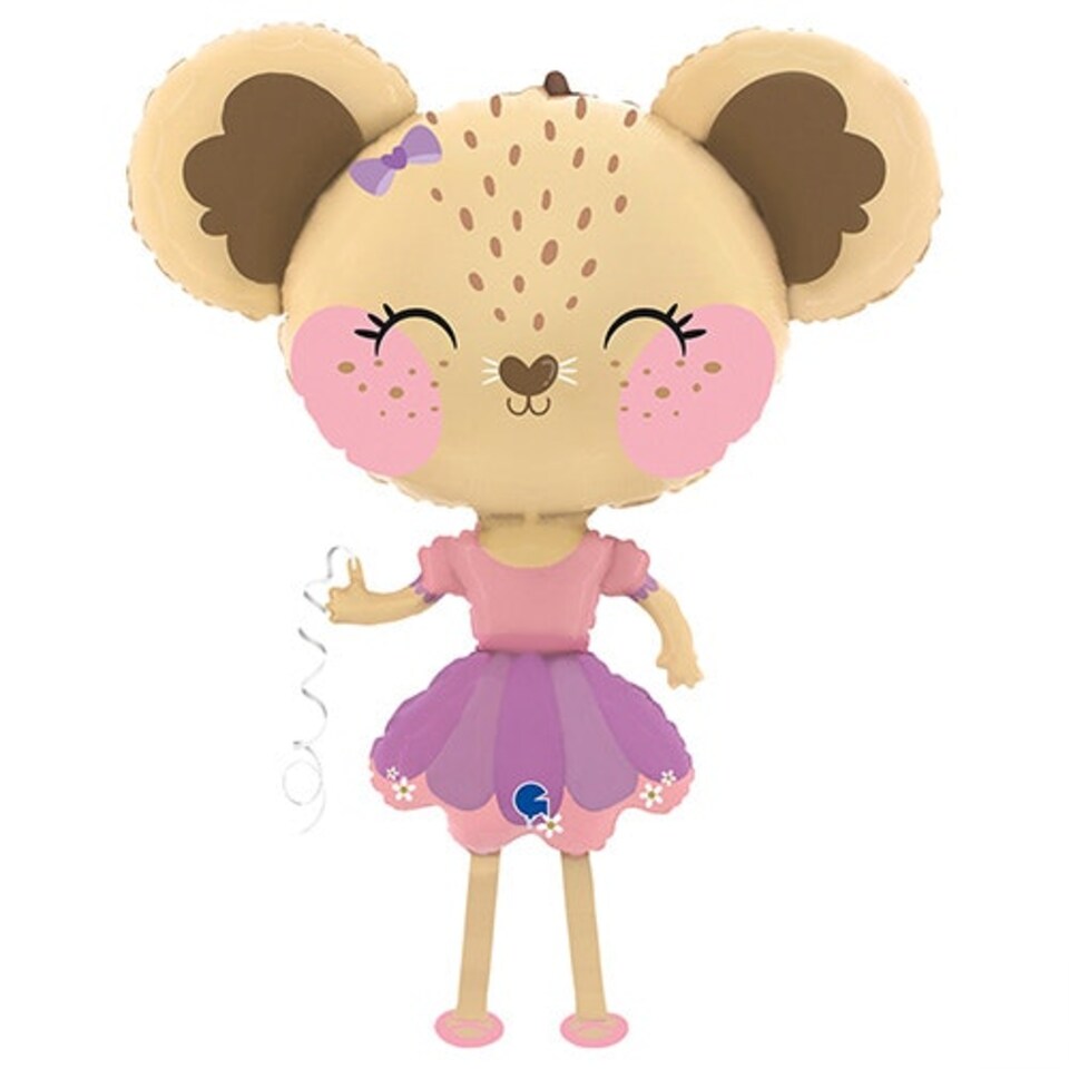 image 1 of Mouse Ballerina Walking Pet Foil Helium Balloon 91cm / 36 in