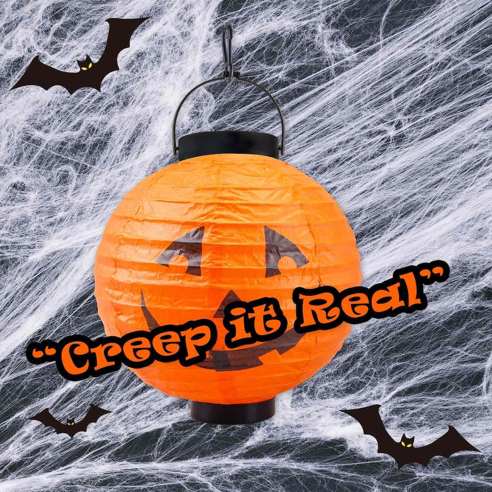 image 1 of PMS Halloween Paper Lantern - Pumpkin Design 23.6 x 20.9cm