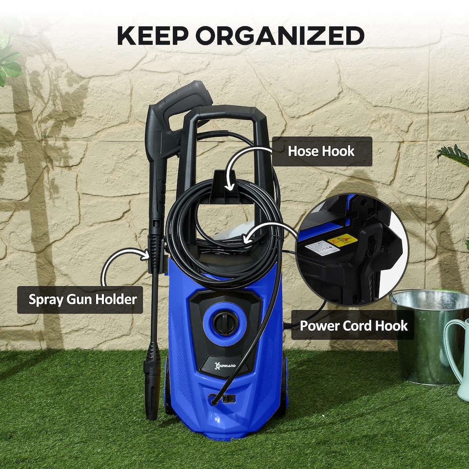 image 1 of DURHAND Portable Power Washer 1800W, 150 Bar, 510 L h for Garden, Car, Blue