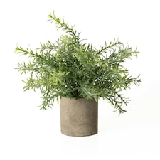 Hill Interiors Rosemary Stone Effect Artificial Plant - Green - 24cm x 24cm x 24cm
