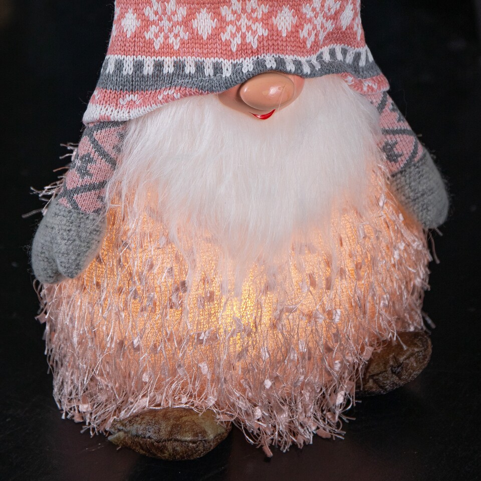 image 1 of 30cm Christmas Male Gonk with LED Light - Striped Hat