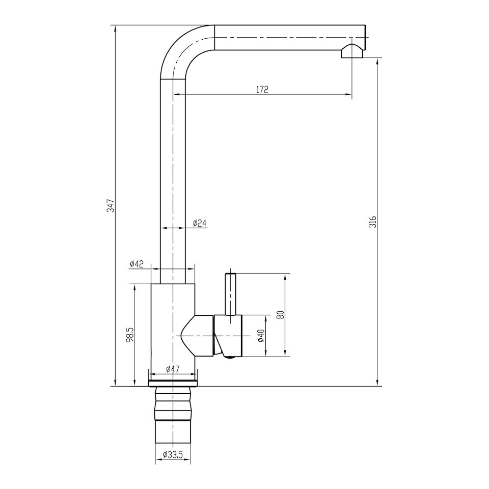 image 1 of Balterley Modern L-Neck Single Lever Kitchen Sink Mixer Tap - Top Fix Installation | Silver | Chrome | 1