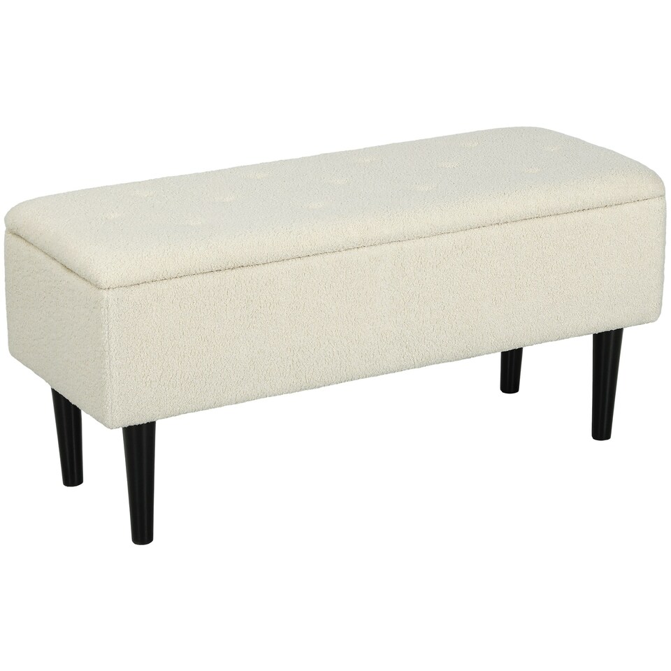 image 1 of HOMCOM 15" Ottoman Storage Box with 47L Storage Capacity, Cream White
