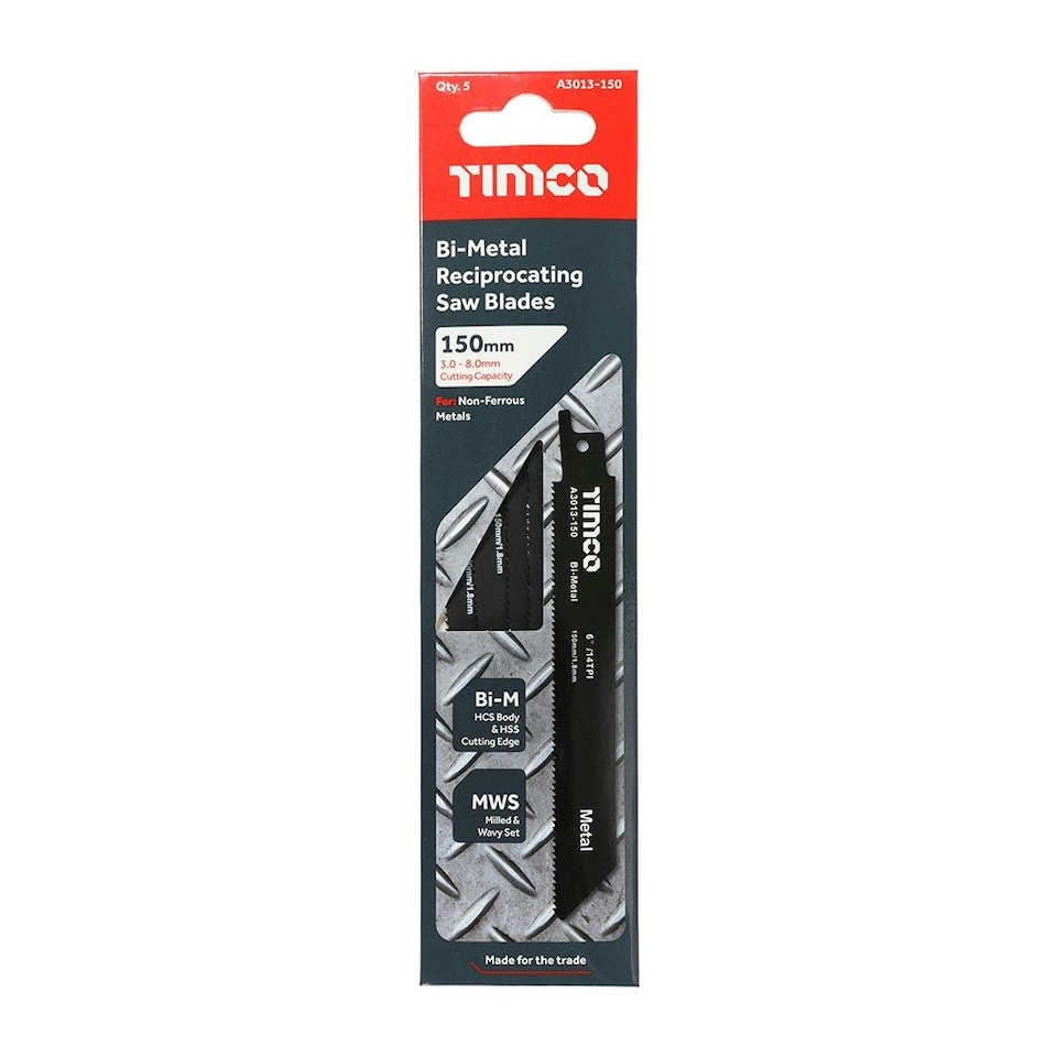image 1 of Timco - Reciprocating Saw Blades - Metal Cutting - Bi-Metal (Size S922BF - 5 Pieces)