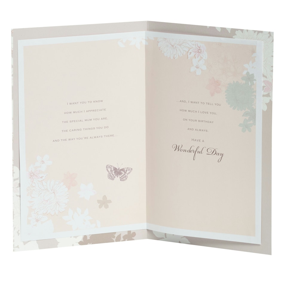image 1 of Mum Birthday card - Floral with Butterfly