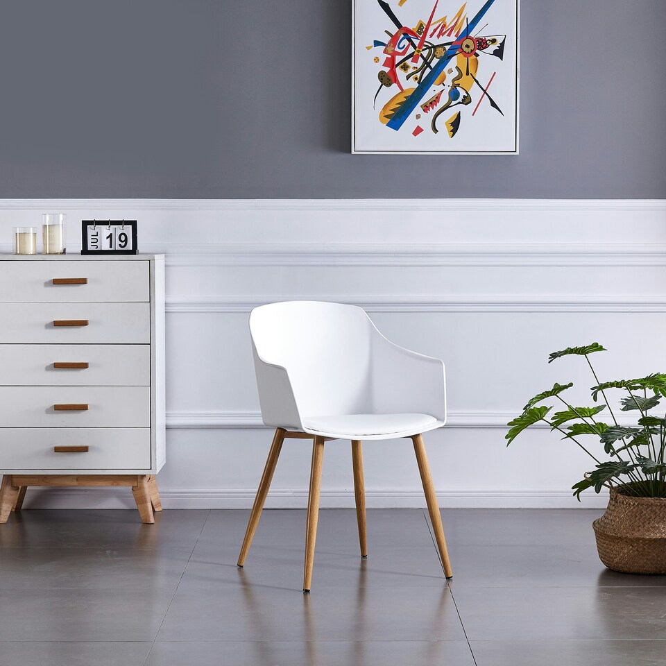 image 1 of Set of 2 Eden Modern Dining Chairs, Faux Leather Padded Cushion & Solid Wooden Legs Blue