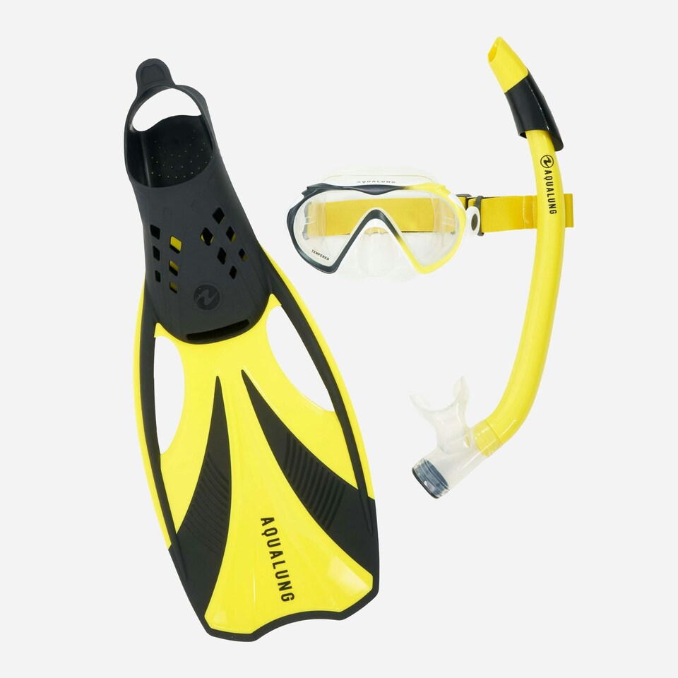 Aquasphere Compass Mask / Snorkel & FinsSet - MED / LRG - Black/Yellow - Aquasphere - AQMSFSCS3