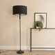 image 2 of ValueLights Maggie Black Candlestick Floor Lamp with Black with Chrome Inner Lamp Shade Black