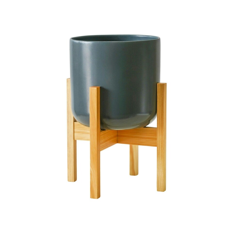 image 1 of Lisbon Pot and Stand - Ceramic - D26 cm - White | White