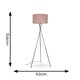 image 3 of ValueLights Camden Brushed Chrome Tripod Floor Lamp Pink Shade and Bulb