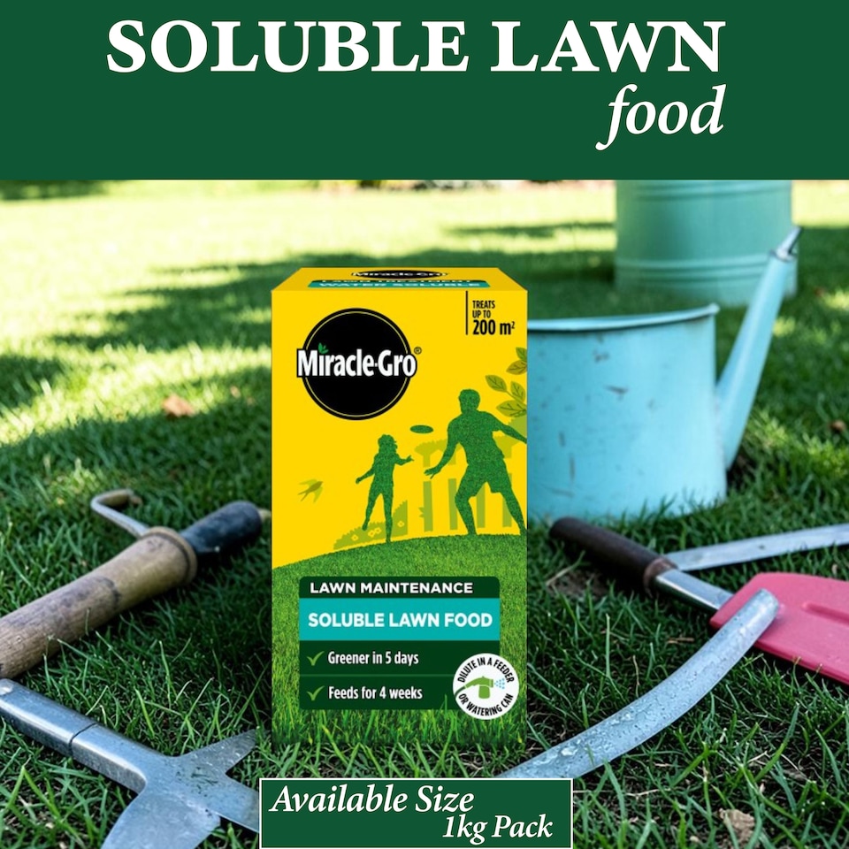 image 1 of Miracle Gro Water Soluble Lawn Food Richer Greener Lawn Feed With Iron 1kg