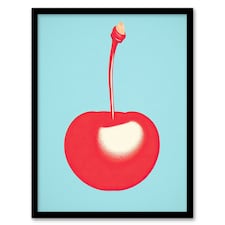 Simple Cherry Risograph Kitchen Minimalist Black Framed Wall Art Print A4