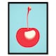 image 1 of Simple Cherry Risograph Kitchen Minimalist Black Framed Wall Art Print A4