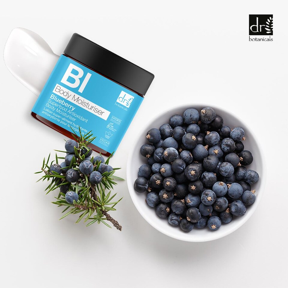 image 1 of Dr. Botanicals Blueberry Superfood Anti-Ageing Antioxidant Body Moisturiser 60ml for Fine Lines, Wrinkles, Dullness